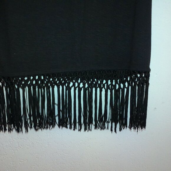 Seductions,  Black V-neck T-Shirt with fringes design - Picture 7 of 7
